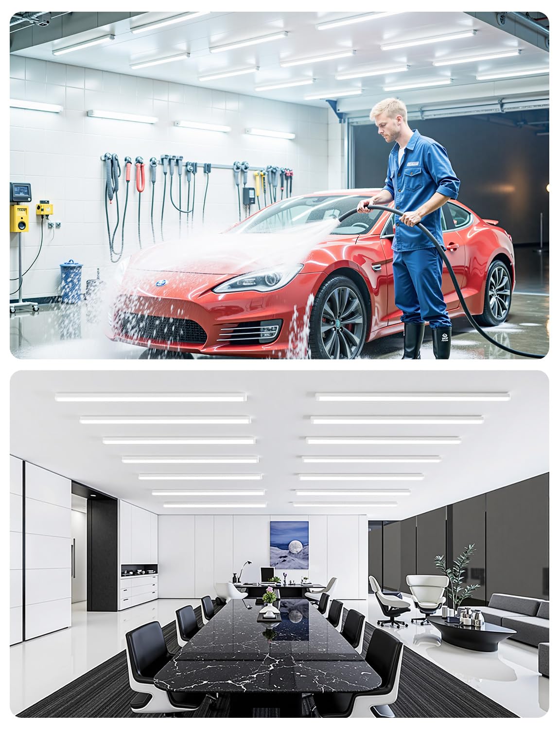 4FT LED Shop Lights 2300LM 6500K Bright White LED Integrated Fixture 20W Linkable Garage Light Ceiling and Cabinet — view 6