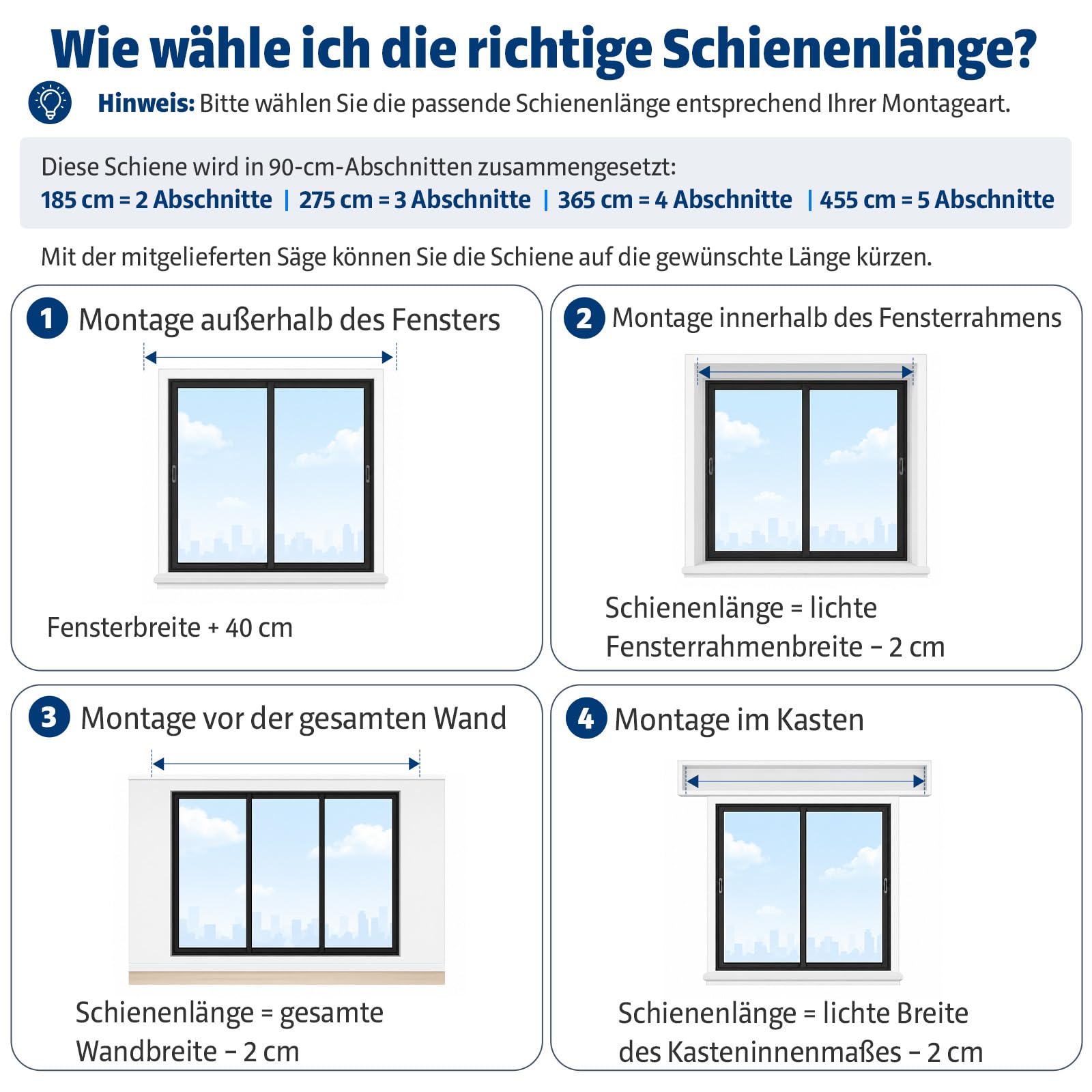 Gardinenschiene 2-Läufig Aluminium Deckenmontage 275 cm Weiß | Mit Handsäge - Kürzbar, Leise Curtain Rail, Ideal für Wohnzimmer, Schlafzimmer, Büro und Balkon, Moderne