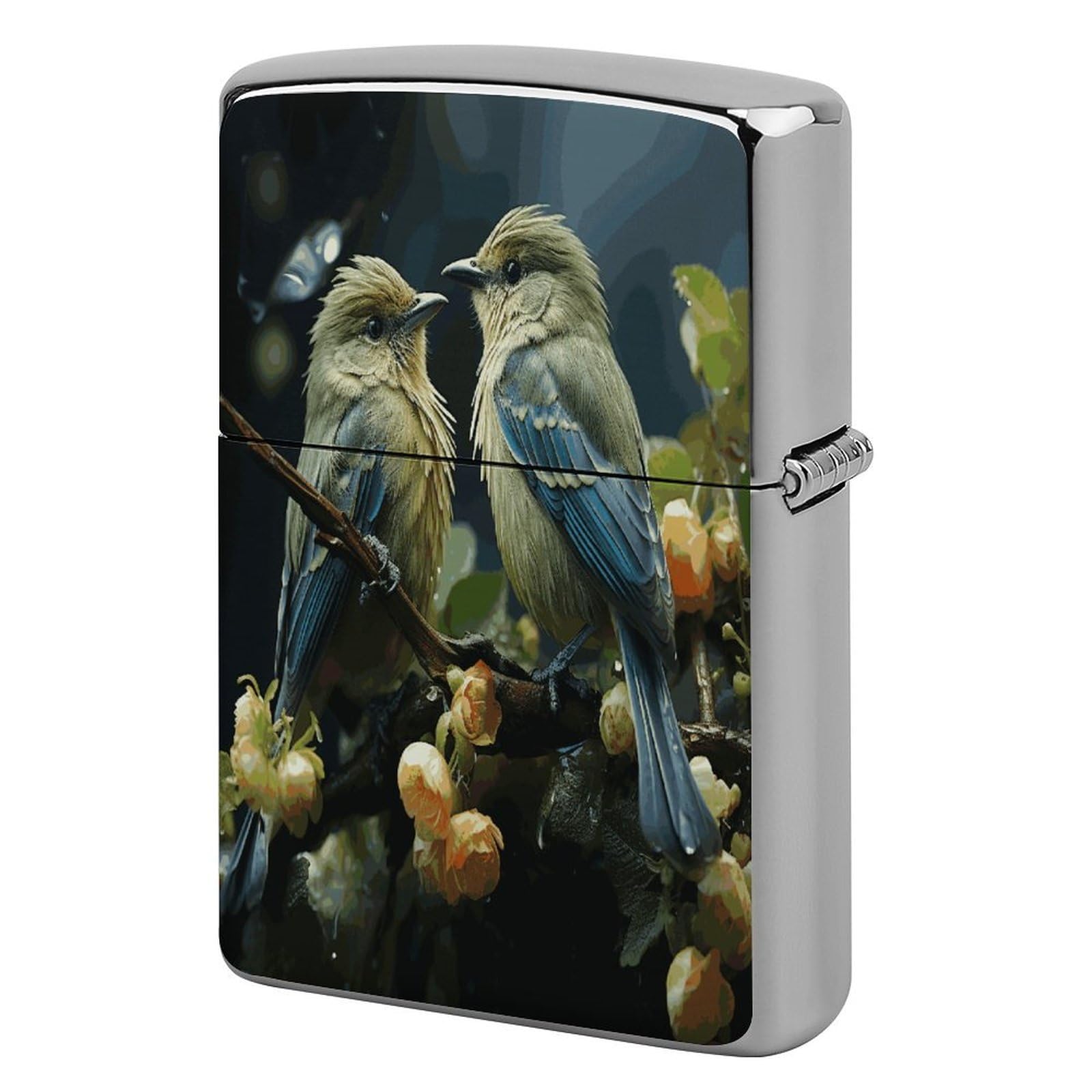 Fekiloot Style Green Leaves And Birds Lighter Case Cover Lighter Holder