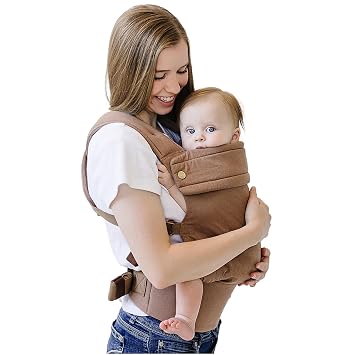 Ava & Oliver Essential Baby Carrier Ergonomic, Hip-Healthy Soft Structured Carrier for Infants & Toddlers 735lbs - Front and Back Carry, Breathable Fabric, Stylish & Lightweight Coffee