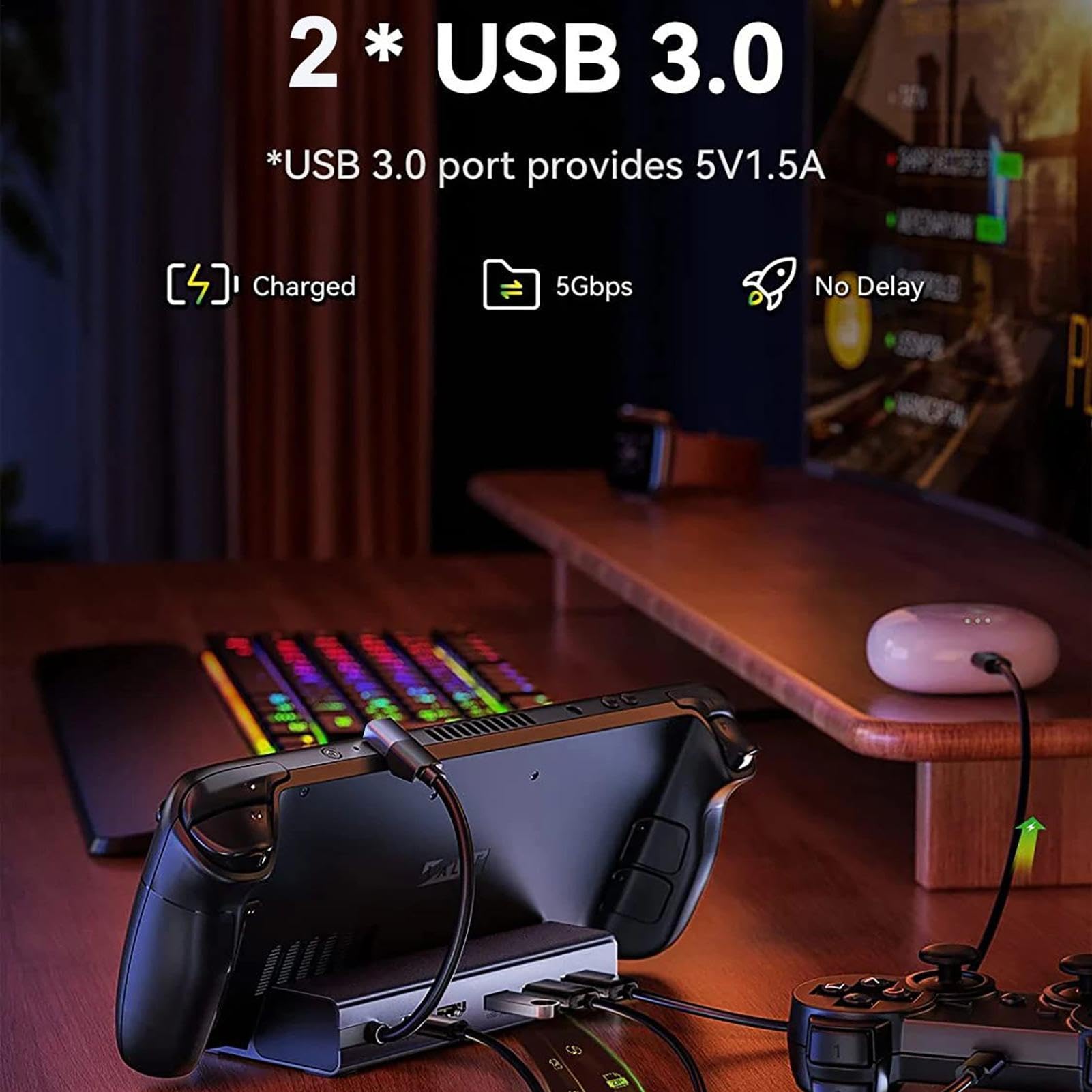 Docking Station per notebook, Docking Station 6 in 1 - Docking Station Hub per 2 Porte USB 3.0, Ricarica PD DA 100 W, USCITA HD 4K 2.0