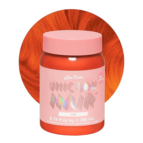 Lime Crime Cabello de unicornio, tinte de cobertura completa, bonito (naranja brillante), vegano, sin crueldad animal, acondiciona e hidrata, con