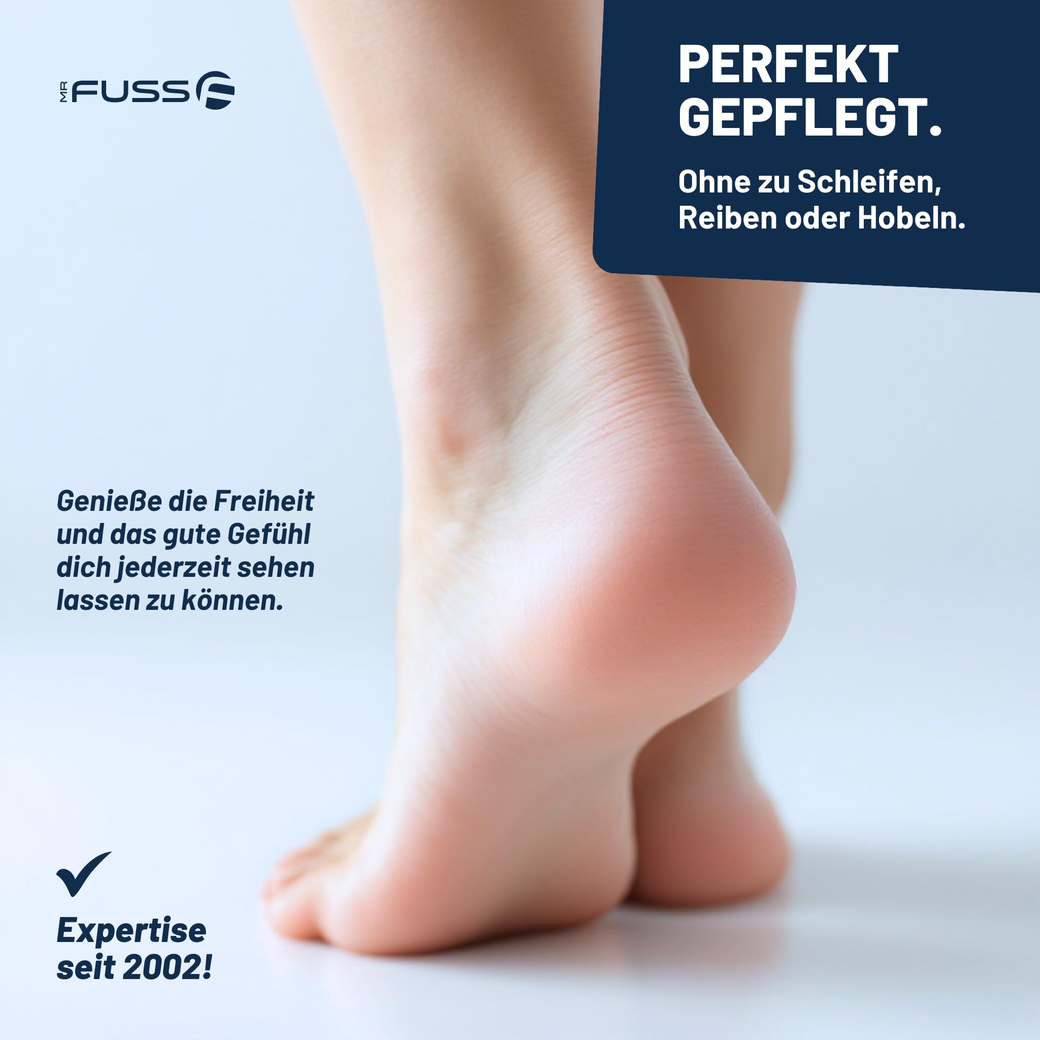 Mr. Fuss® No. 4 - Advanced Pack Steel - Klein, Nagelhaut- Hornhautentferner Sparpaket 4 tlg. Aktiv-Lösung Schnell erweichend - 250 ml, Balsam No. 2-100 ml, Watte, Edelstahl-Schaber
