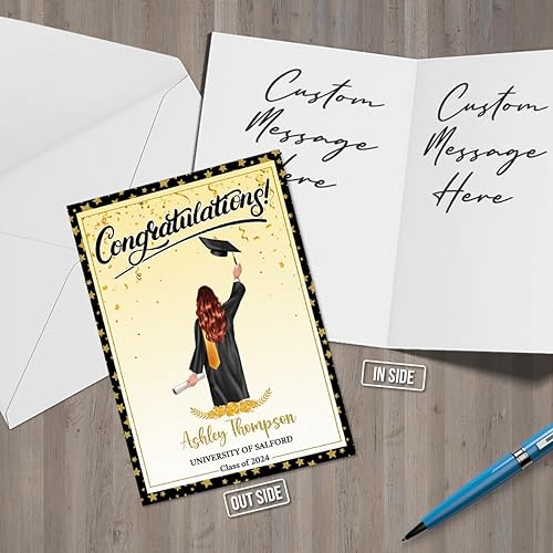 Miniatura 4 de winorax Tarjetas de graduación personalizadas de felicitación de la clase de 2024, 5 x 7 con sobre blanco, tarjetas de felicitación personalizadas,