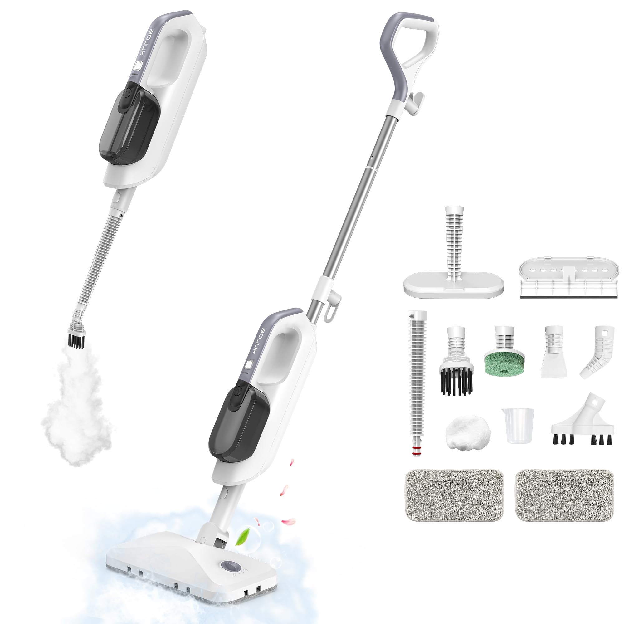 Dampfreiniger Handdampfreiniger, abnehmbar und multifunktional | 470 ml Wassertank, 3 Dampfstufen, Duftfach und 5 m Kabel, Standfunktion, für Fliesen, Laminat, Vinyl, Fenster, Polster & Auto