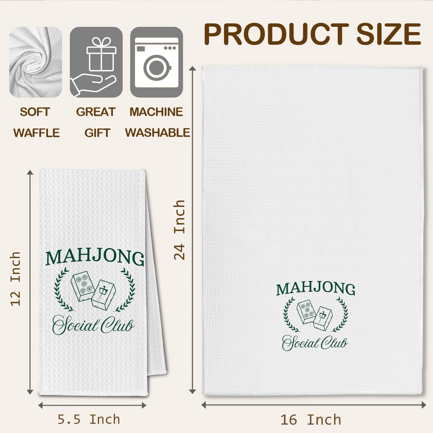 Mahjong Gifts for Women, Mah Jong Hand Dish Towels for Kitchen & Bathroom, Mahjong Accessories and Gifts Ideas for Mah Jong Lovers, 16x24 Inch - Image 6