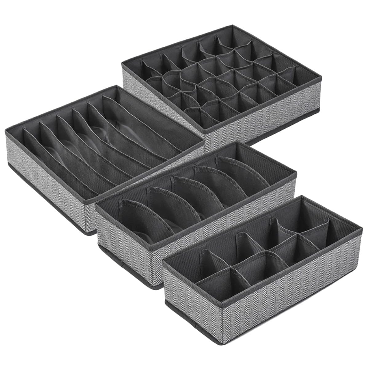 Alipis 4 Stück Teiliges Faltbares Aufbewahrungsbox Stoff Organizer für Unterwäsche Bhs Socken mit Robustem Reißfestem Oxford material Platzsparend und Vielseitig für Schubladen und