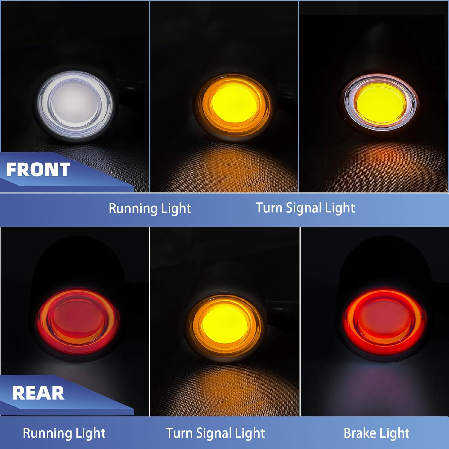 Motorcycle Bullet Turn Signals LED Front Rear Lights 4 PCS, 40 LEDs Retro Switchback Running Turn Brake Light Blinkers Universal Fit Harley Chopper Bobber Sporsters Suzuki Honda -Chrome