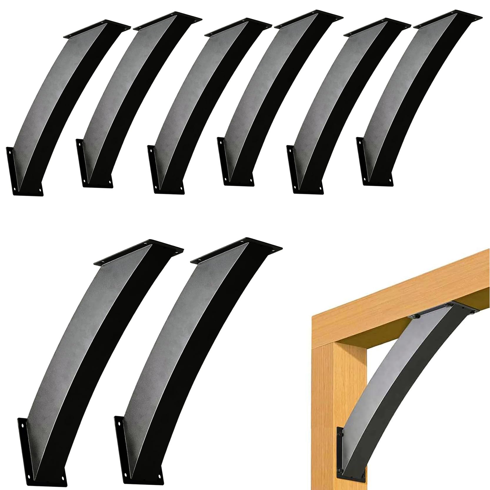 LQSYBHD Arc 45 Degree Angle Support Brackets Heavy Duty Steel Pergola Bracket for Wood Beam Structures Support Inside Mount Corner Connector for Gazebo Patio (Size:8pcs)