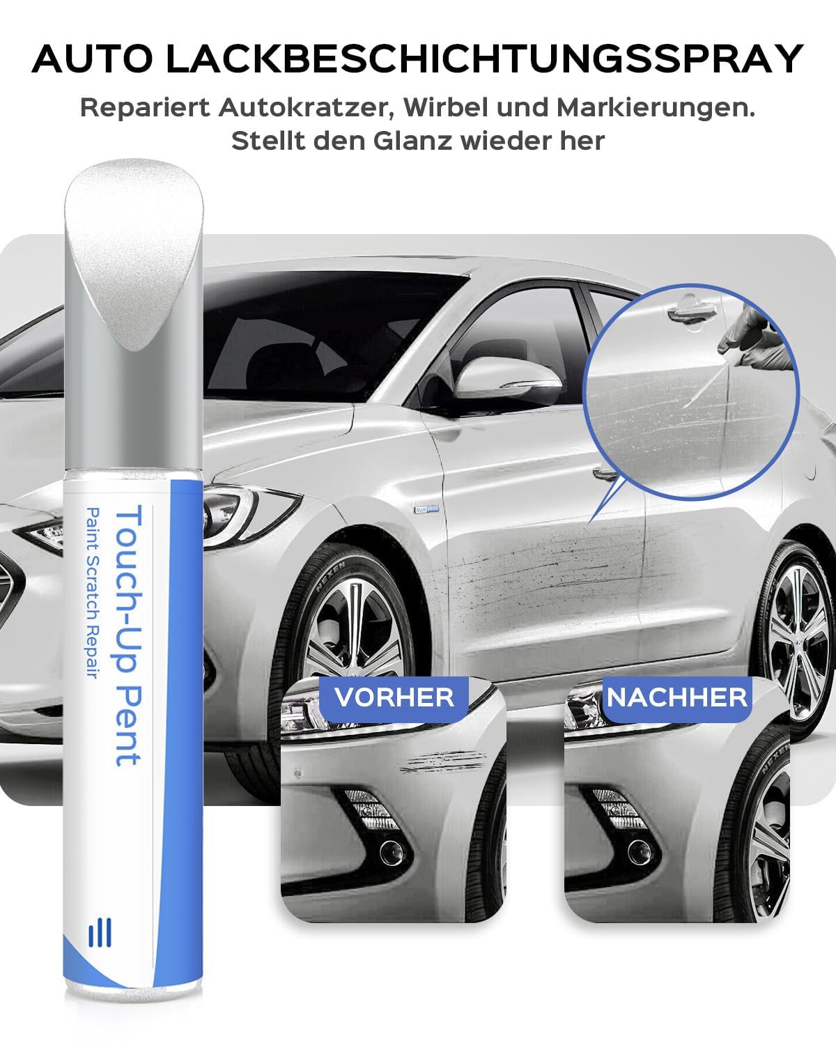 Vernice per ritocchi Hyundai bianco polare PYW/PSW, riparazione graffi