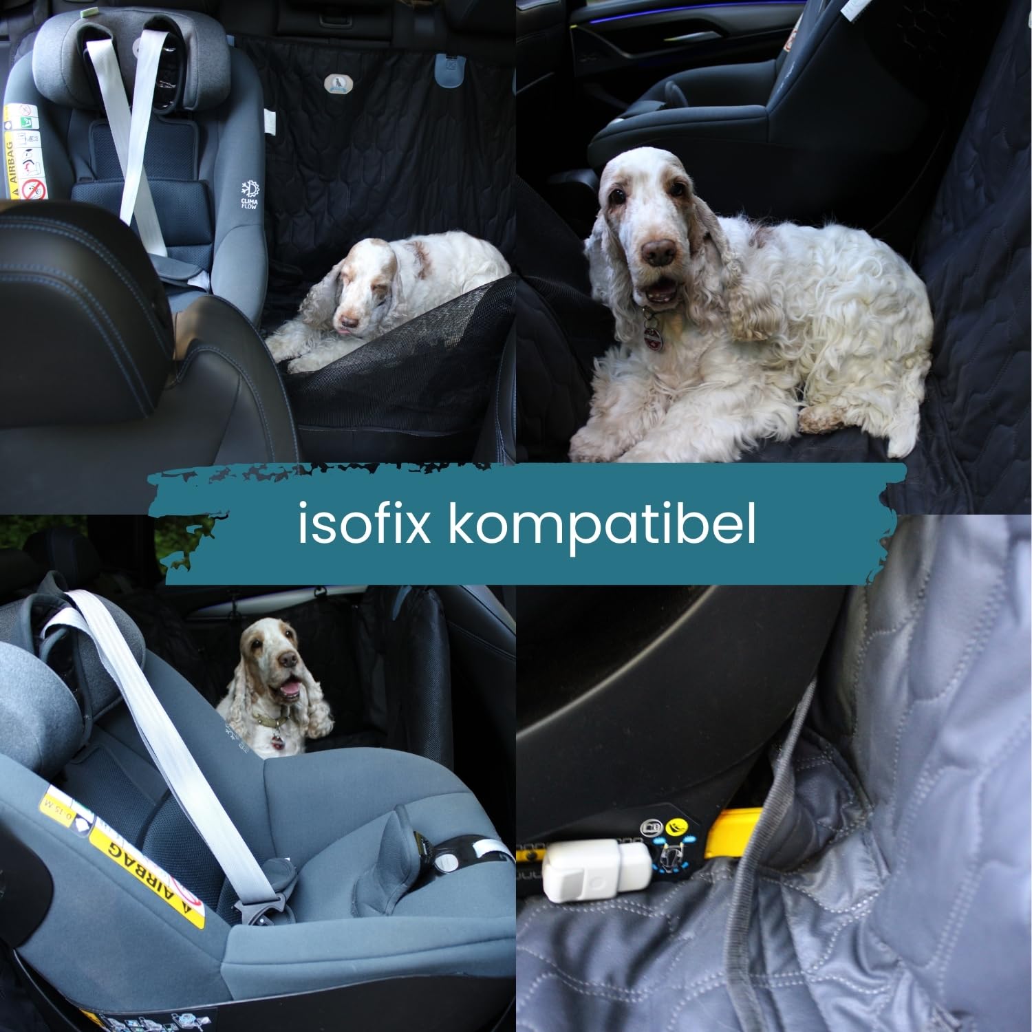 Hundedecke Auto Rückbank - Autoschondecke Hund Rücksitz in edler Lederoptik- ISOFIX-kompatibel, rutschfest, wasserabweisend und pflegeleicht - Universalgröße