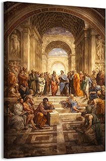The School of Athens Canvas Wall Art Renaissance Poster Print, Renaissance Style Scholar Artwork for Living Room Study Office Library Home Decor (20x30inch,Frame)