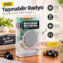 AM/FM Analog Radyo - Kulakl kl , Ta nabilir Pilli Mini  effaf Radyo 88-108 FM FREKANS ARALI I