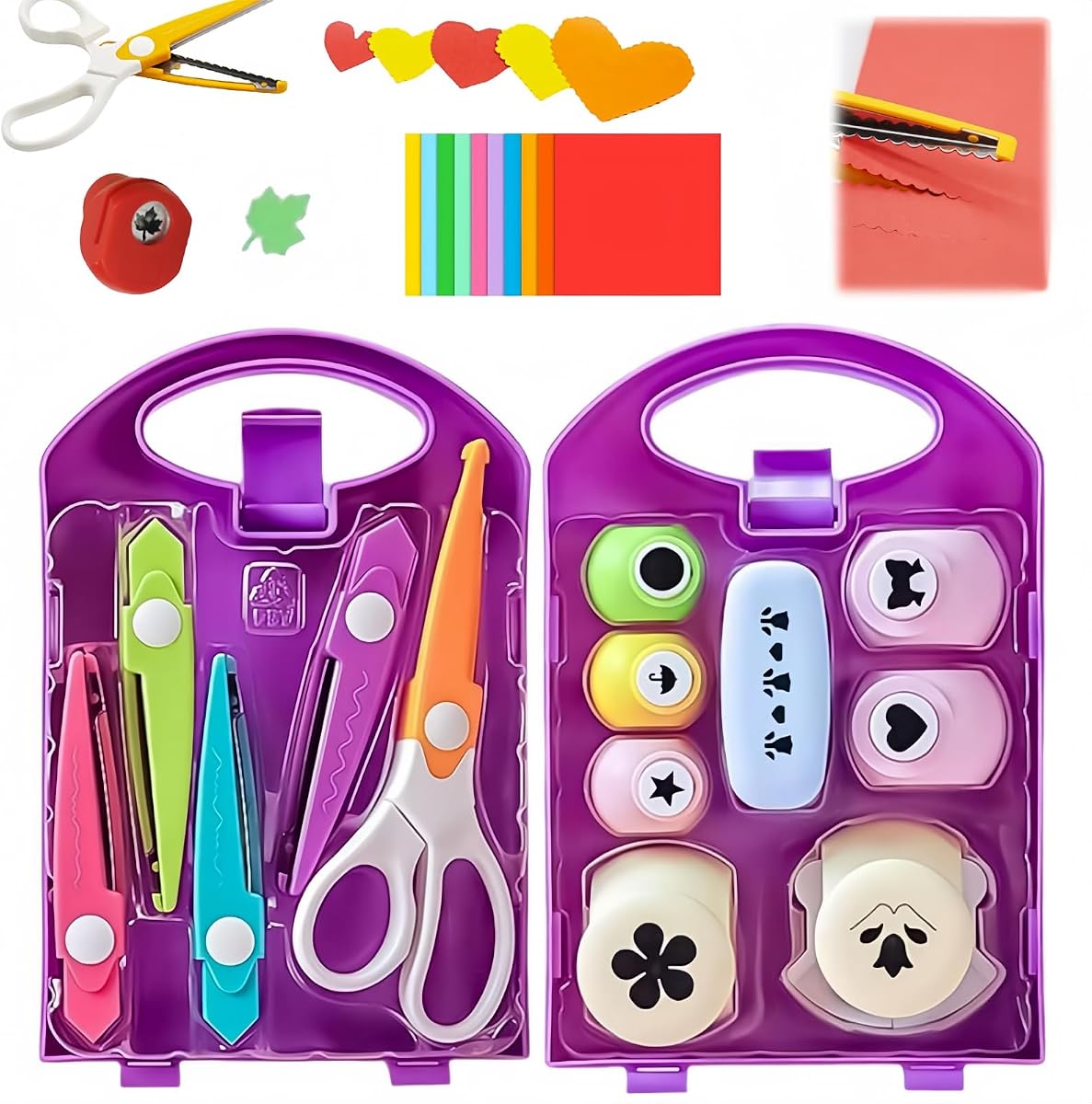 DIY Puncher Craft Set, 2026 New Creative Craft Hole Punch Shapes Set, Hole Punch Shape Cutters for Crafts, Shape Cutters for Crafts, Leaf, Butterfly, Star Heart Flower Punch DIY for Adult(A+B)
