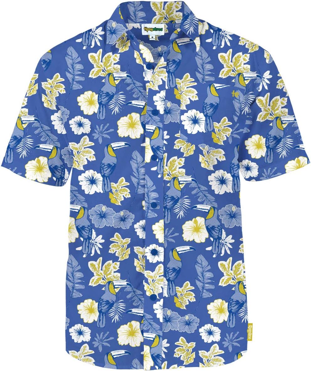Tipsy Elves Hawaiian Shirts for Men - Men’s Casual Beach Summer Shirts - Stretch Fabric with Modern Fit