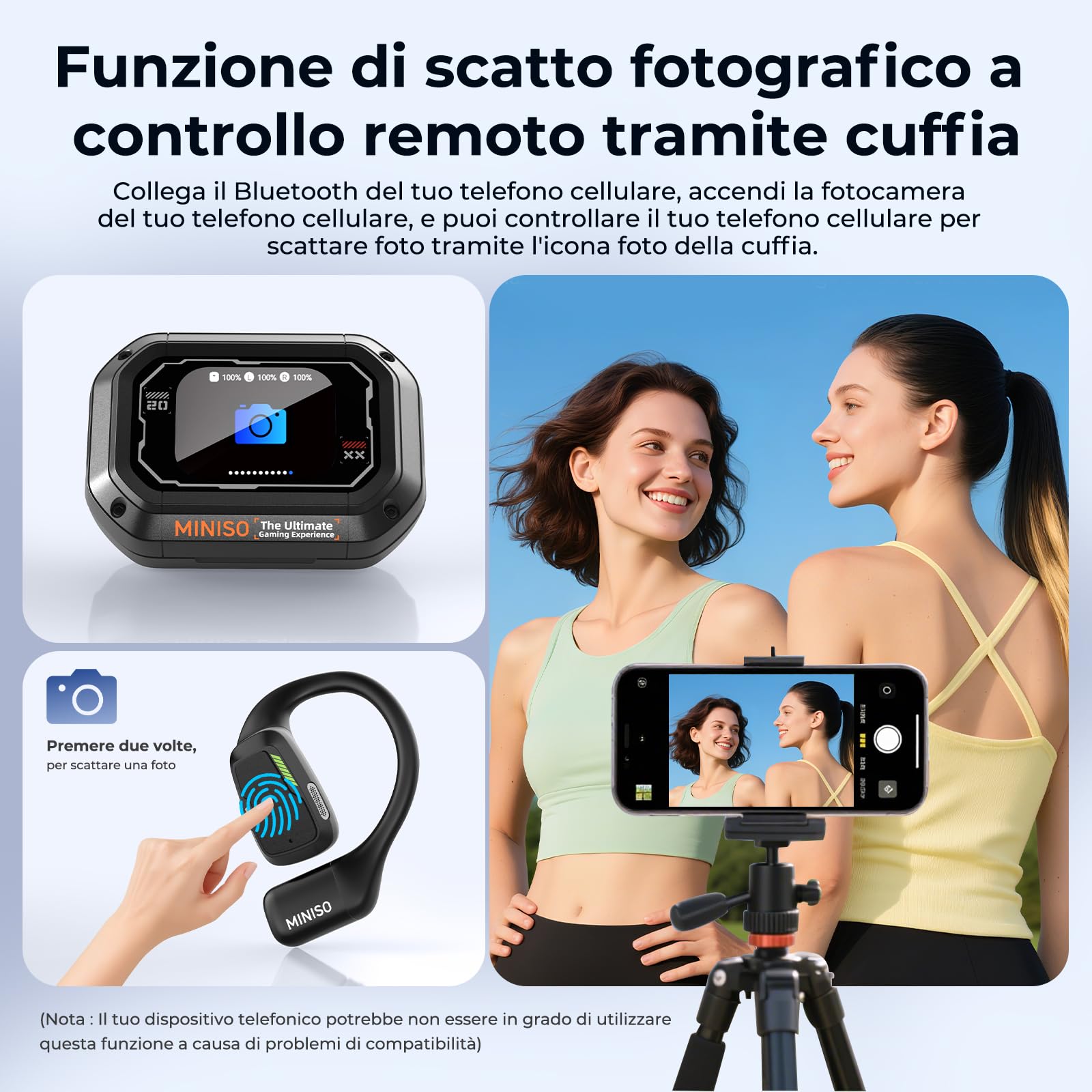 MINISO M98 AI Traduttore Cuffie, Cuffie Traduttore 3-in-1 in Tempo Reale con App, Cuffie Traduttore con LCD Touchscreen per 134 Lingue, Traduttore Auricolari Open Ear per Apprendimento, Viaggi