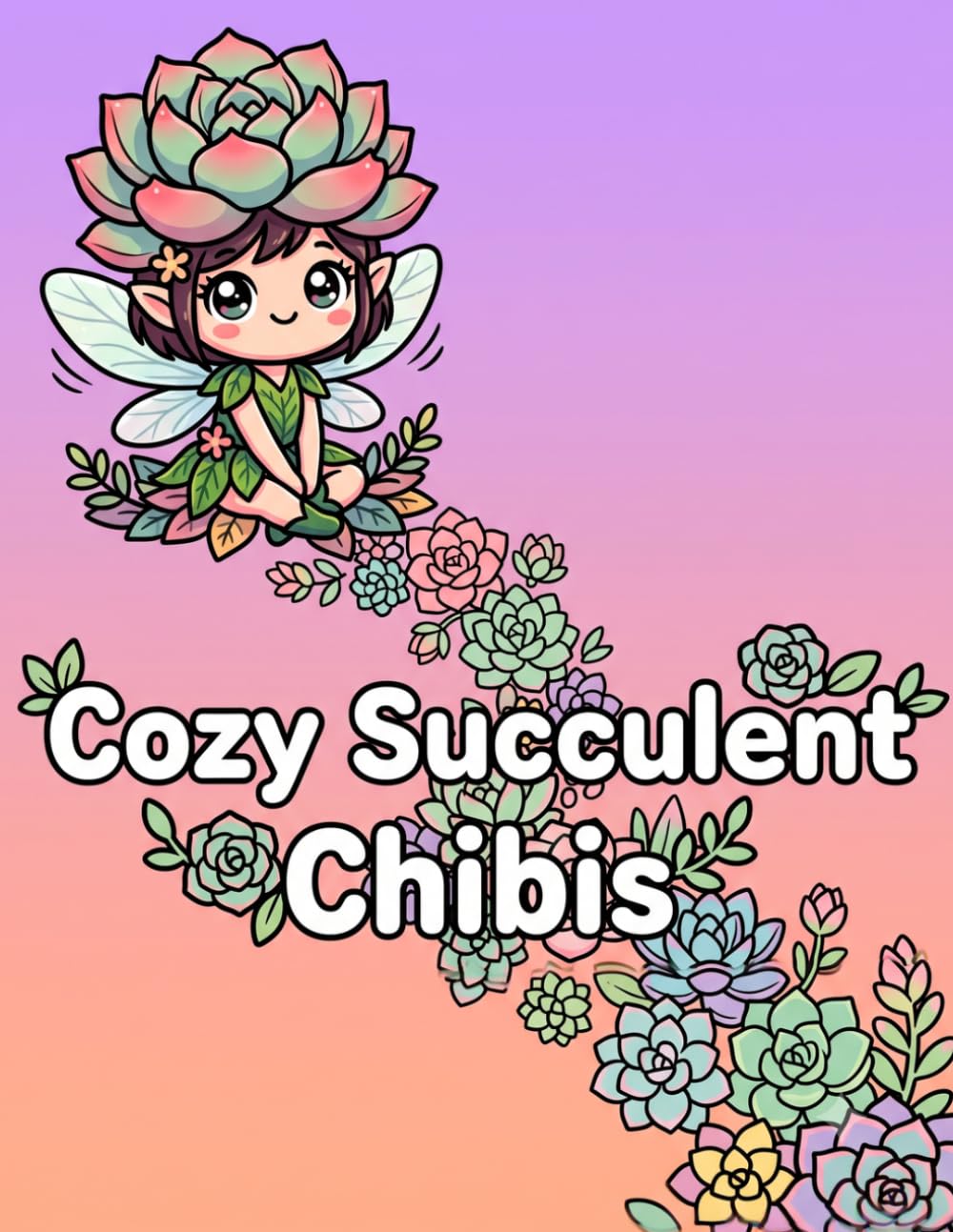Cozy Succulent Chibis: A Kawaii Chibi Coloring Book featuring 30 Adorable Plants with Common Names