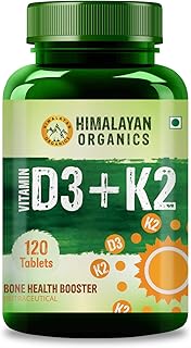 Himalayan Organics Vitamin D3 with K2 as MK7 supplement - 120 Veg Tablets