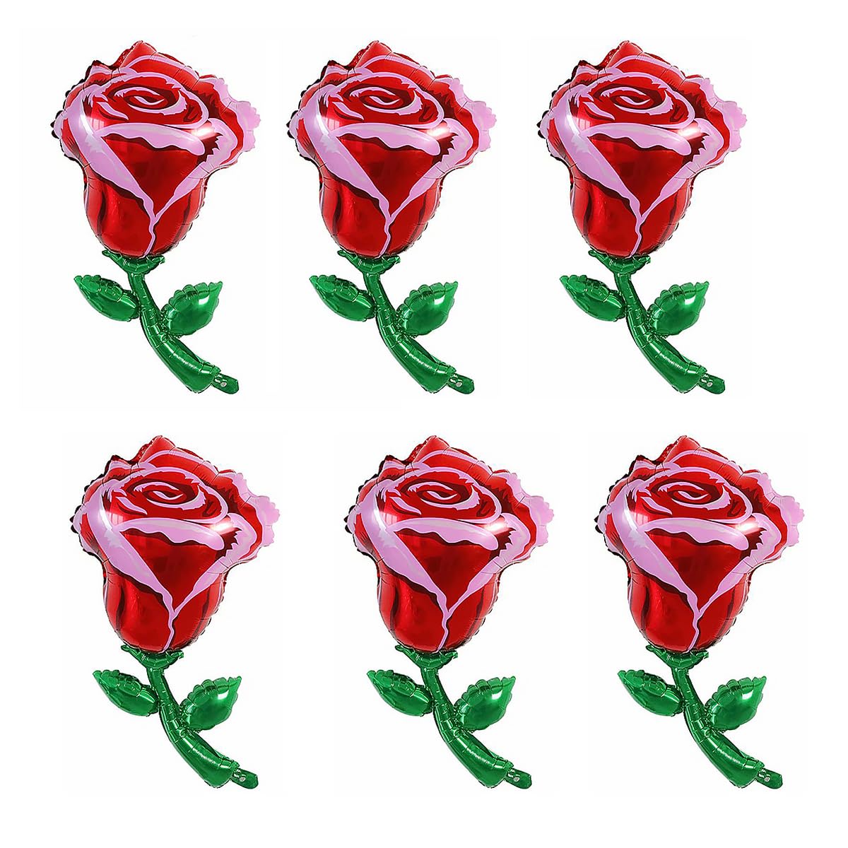 Wangcl Red,Rose 6 Pieces 36 Inch Red Rose Balloons Aluminum Foil Balloon Red Rose Shaped Mylar Balloons For Summer Sunshine Birthday Wedding Décor
