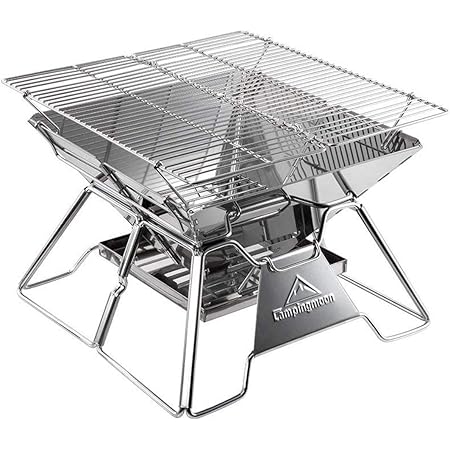 Amazon キャンピングムーン Camping Moon 高さ2段階調整式 焚き火台 3 4人位 バーベキューコンロ qコンロ Mt 2 収納バッグ付き Camping Moon バーベキューコンロ 焚火台