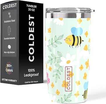 Coldest Coffee Tumbler Cups - 100% Spill Proof Tumbler - Stainless Steel Double Insulated - Leakproof Tumblers for Women & Men - Cup Holder Friendly and Easy to Clean Stung by a bee, 20 oz