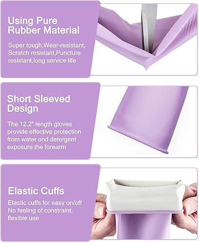 Miniatura 2 de Guantes de goma para lavar platos, 3 o 6 pares de guantes de cocina guantes de limpieza para el hogar, reutilizables.
