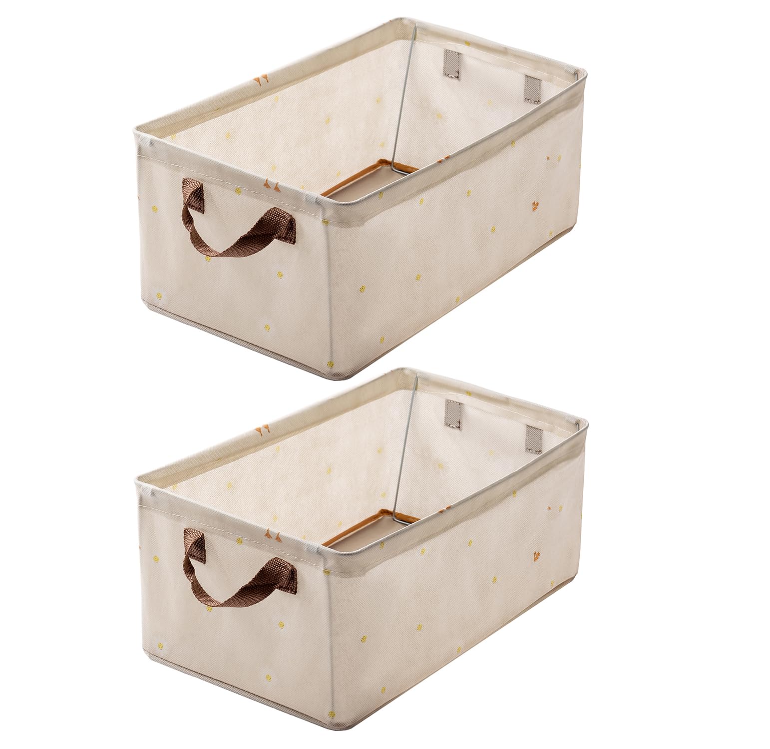 House of QuirkHouse of Quirk 2pcs Store Wardrobe Organizer For Clothes With Metal Fram Foldable Storage Box, Clothing Storage Boxes For Pants, Shirt, Sweaters, Jeans, Socks (Beige Duck)
