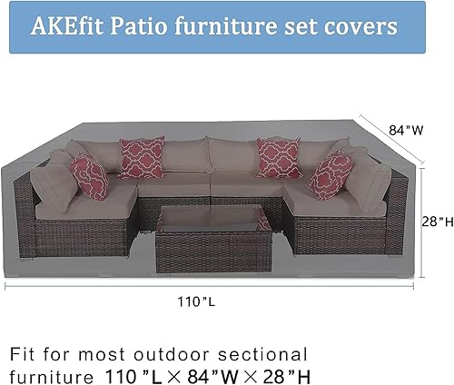 Miniatura 2 de AKEfit Juego de fundas seccionales para muebles de patio, fundas seccionales para exteriores, impermeables, resistentes al agua, fundas grandes para