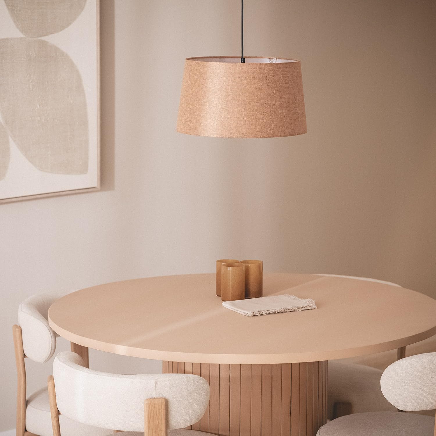 LEDKIA Lampada a Sospensione Lino Genoveva Marrone ø40 cm