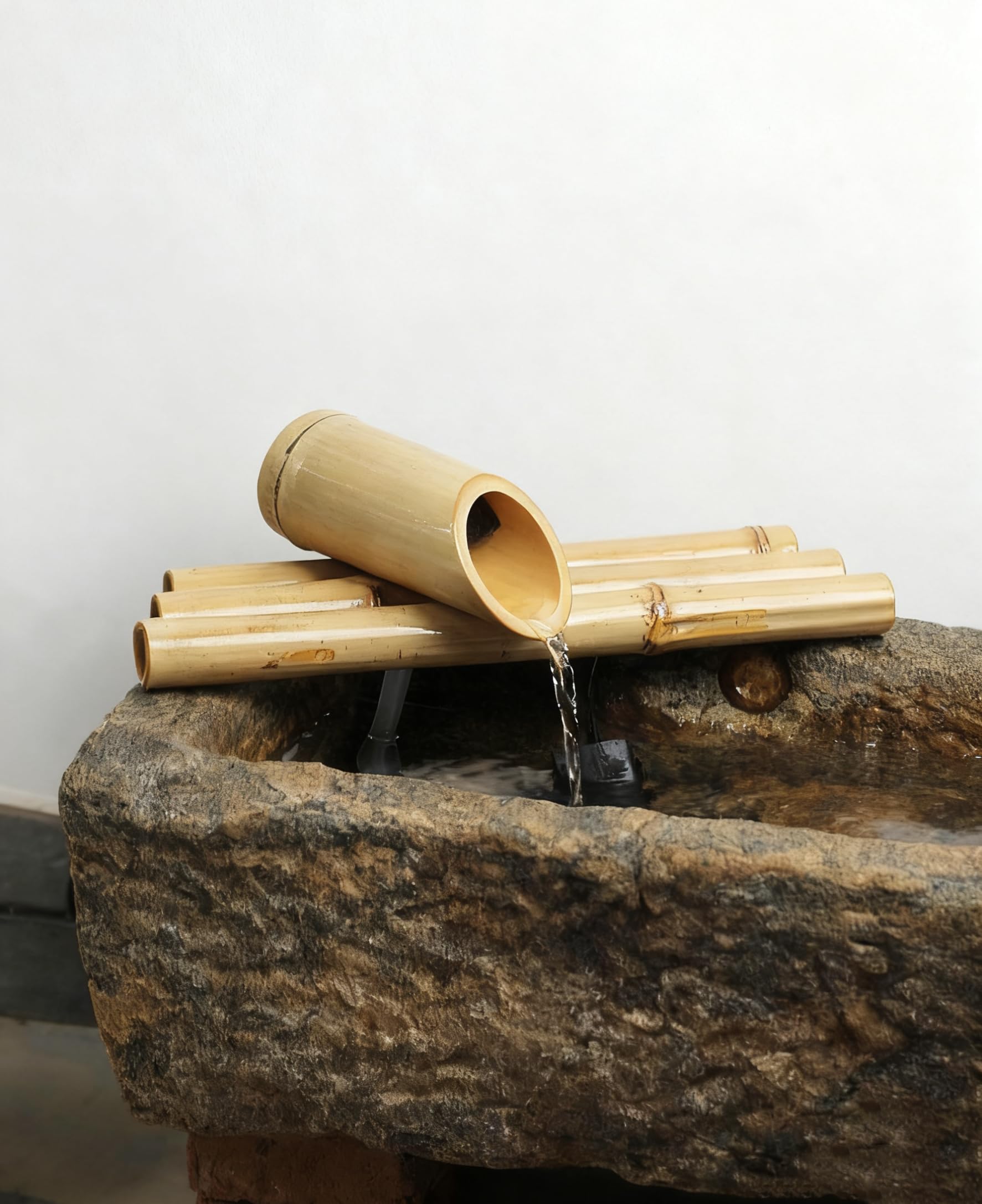 Photo 1 of Bamboo Fountain kit with Pump, Japanese Outdoor Fountain Handmake from Real Bamboo, Zen Outdoor Water Fountains (Spitter 15‘’)