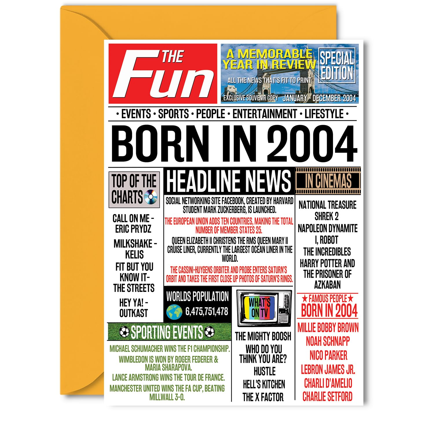 19th Birthday Cards for Men Women - Born In 2007 Newspaper - Happy 19 Birthday Card for Son Daughter Cousin Vintage Retro Back In 2007, 145mm Bday Greeting Cards — view 72