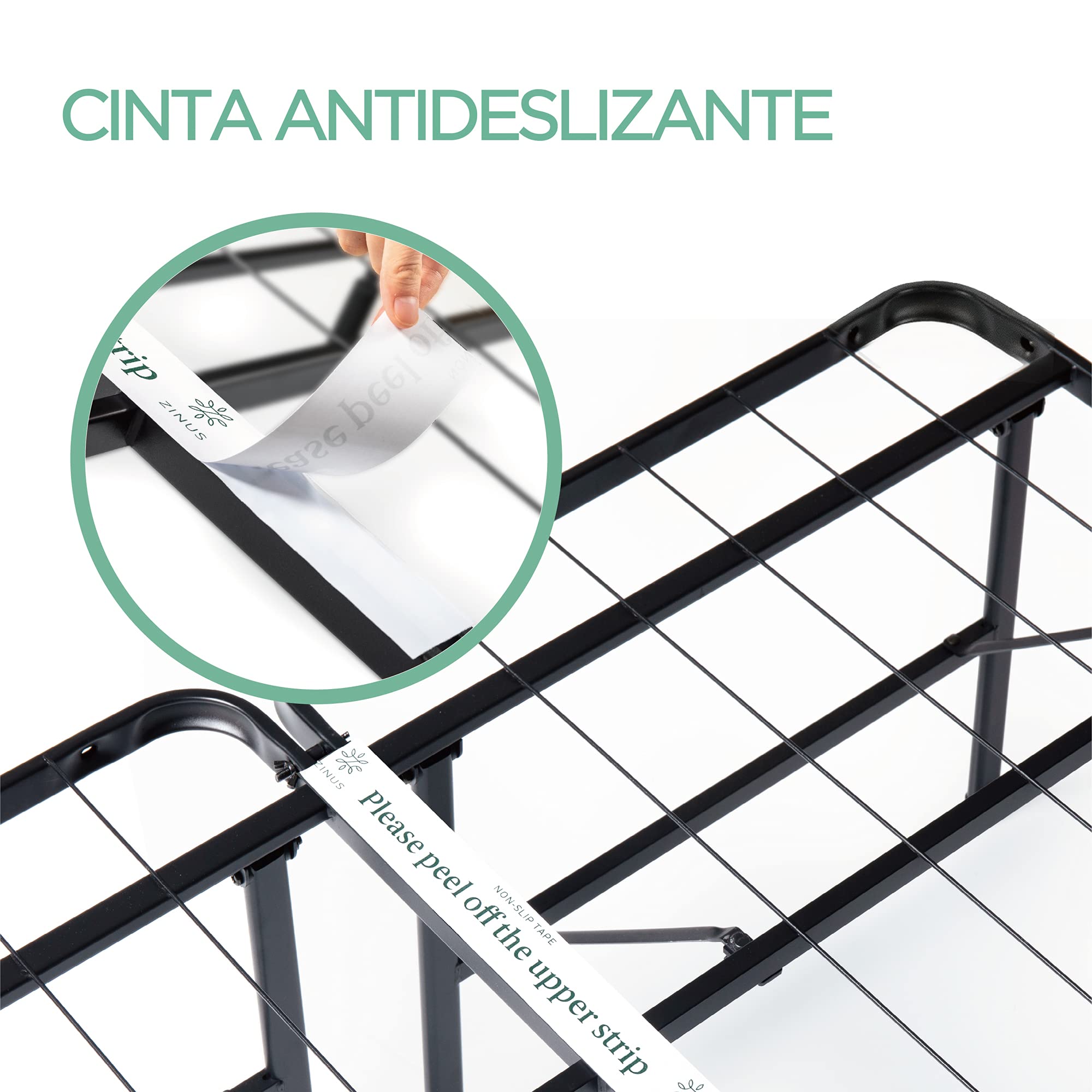 Zinus 35 cm, SmartBase Unterbettgestell ohne Montage, Metallbettrahmen, einfache Montage, Aufbewahrung unter dem Bett, 150 x 190 cm, Weiß