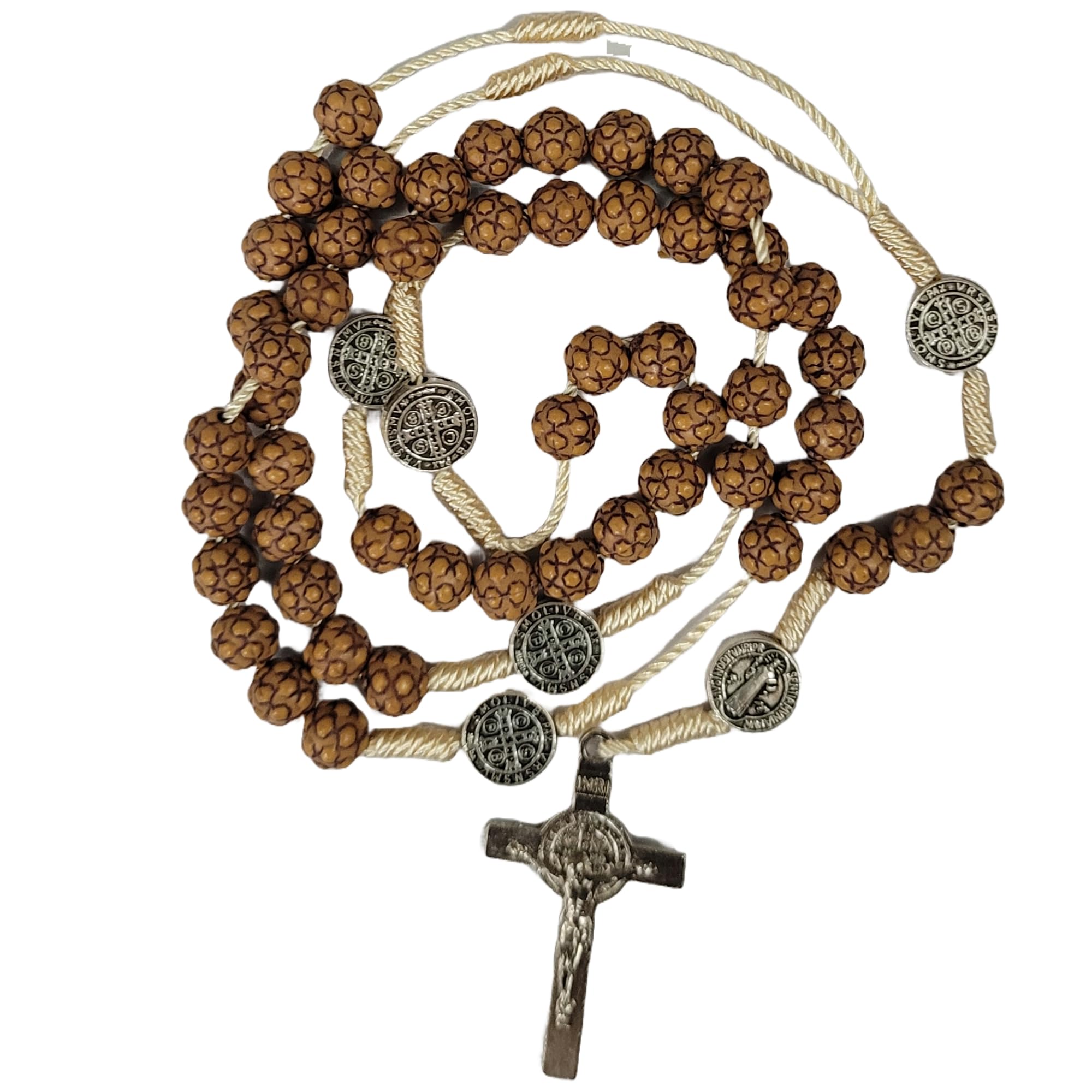 Divine Creations Goa Wooden Thread Rosary with St Benedict Medals after every decade | Catholic praying rosary with St Benedict Cross-image-36