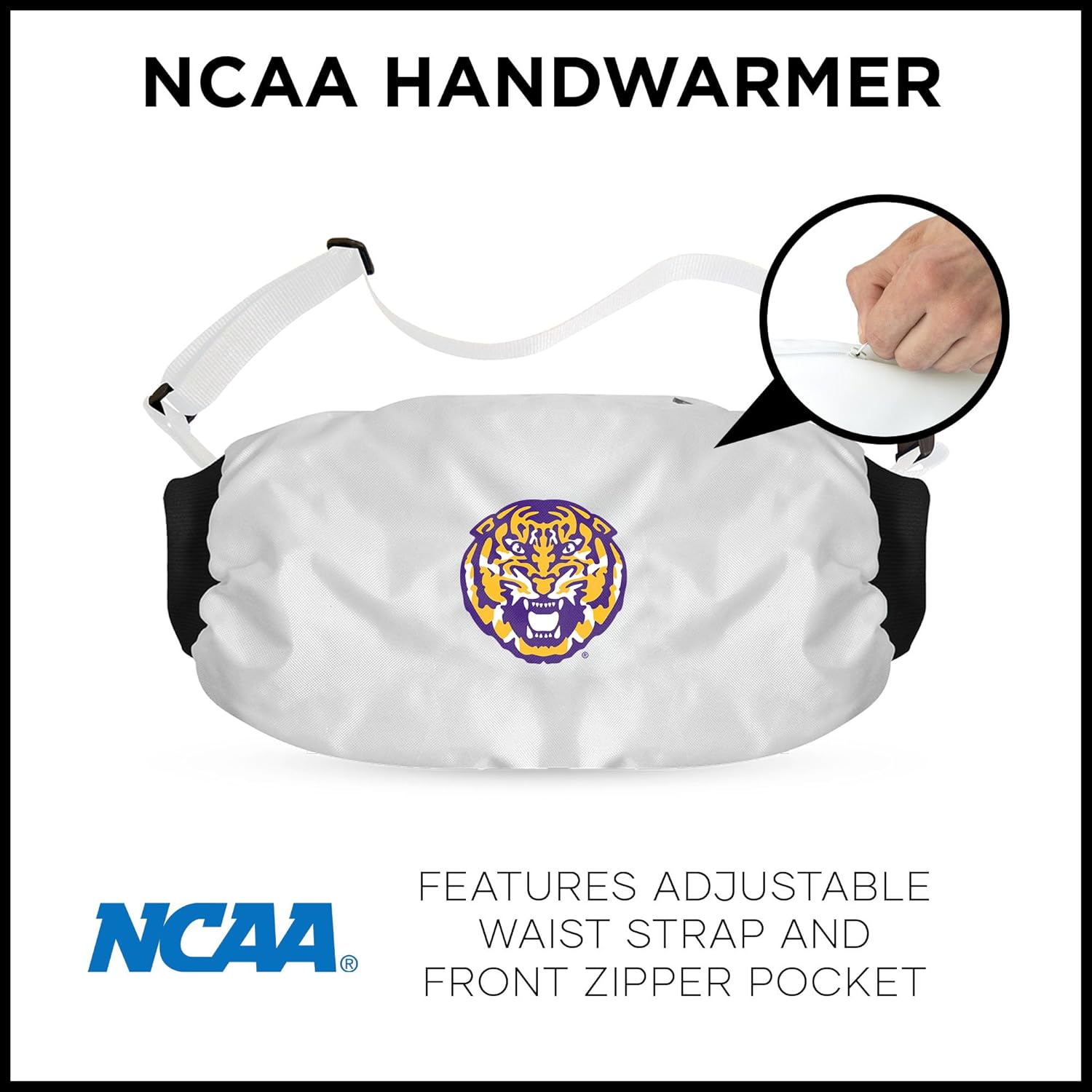LSU Tigers NCAA Hand Warmer back view with pocket