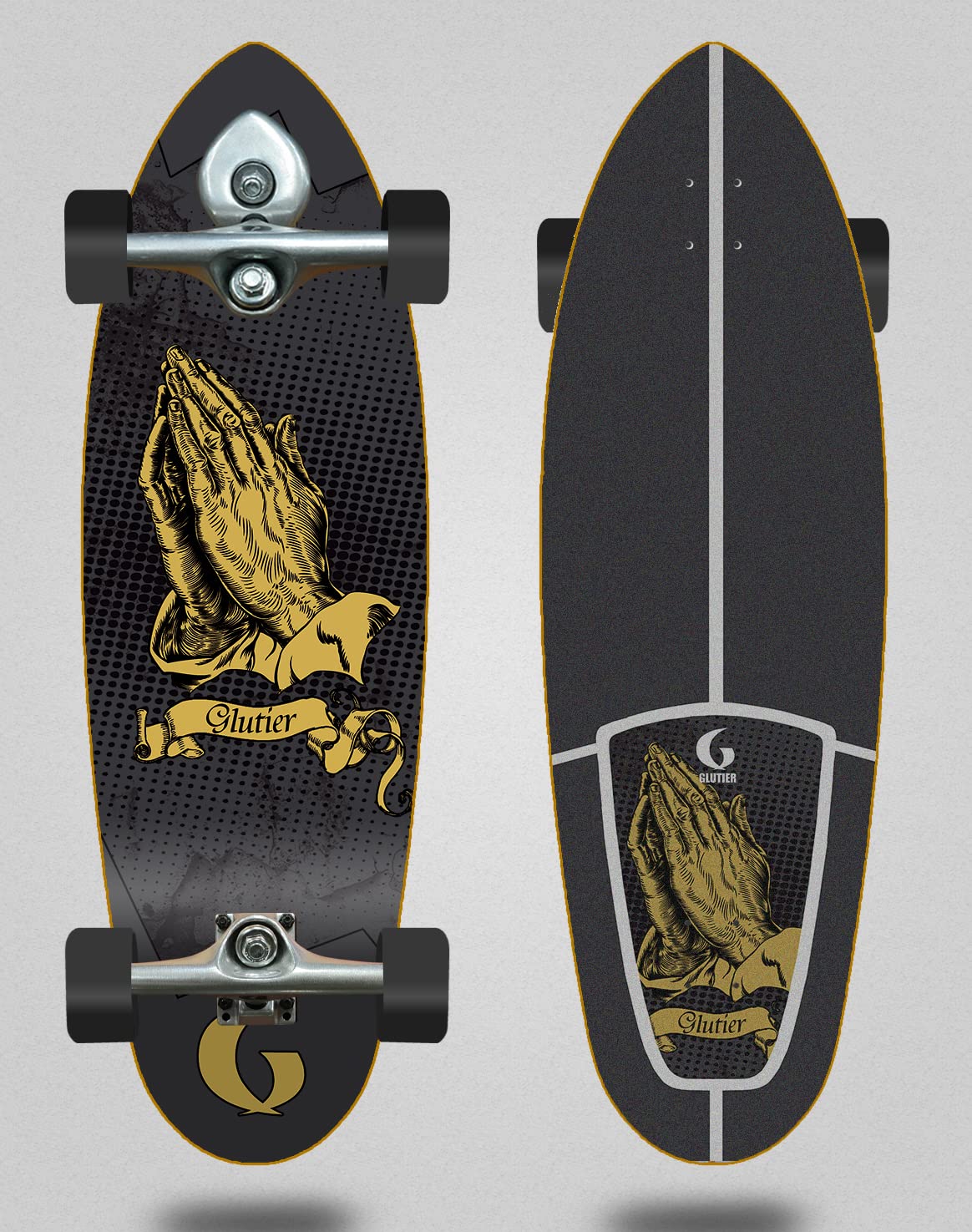 Surfskate Complete with Buri Trucks - Skate Surf Miracle Black 32,5
