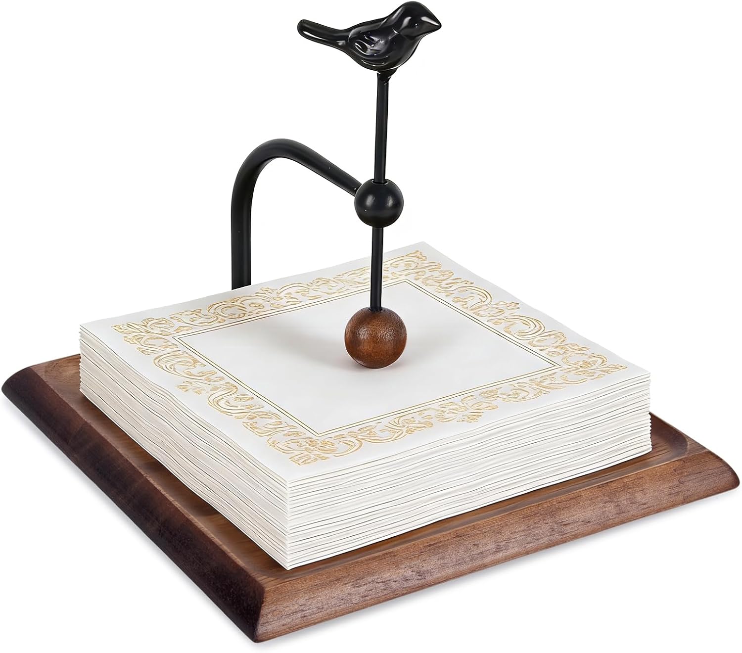 Napkin Holder for Table,Wooden Napkin Dispenser with Weighted Arm,Cocktail Napkin Holder for Kitchen,Party, Home Decor, Picnic, Bar,Cafe.