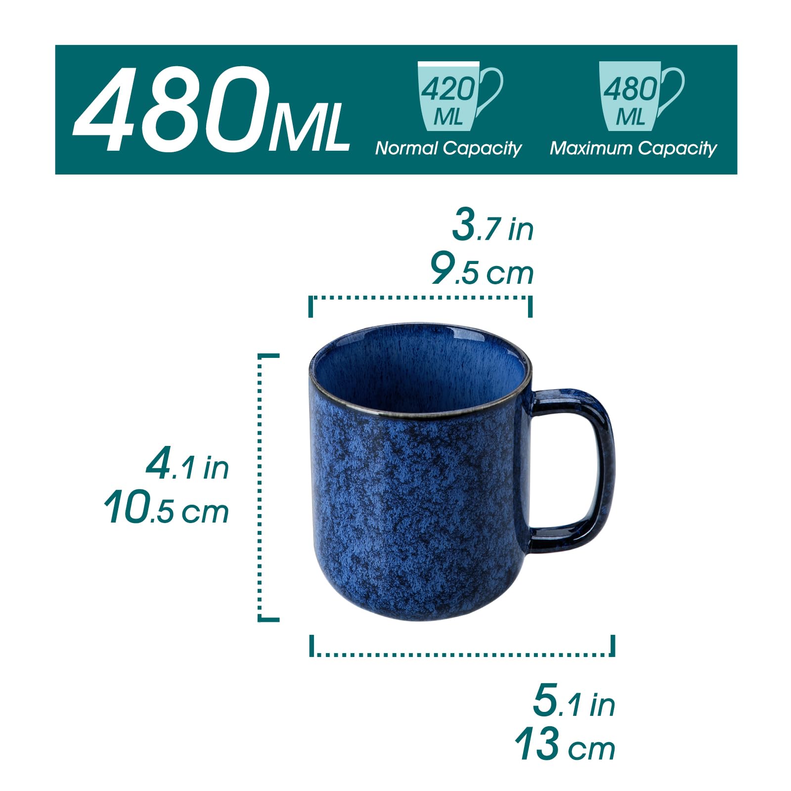 vancasso STARRY Assiettes Service de Table et Tasses Complet, 30 Pièces pour 6 Personnes, Bleu