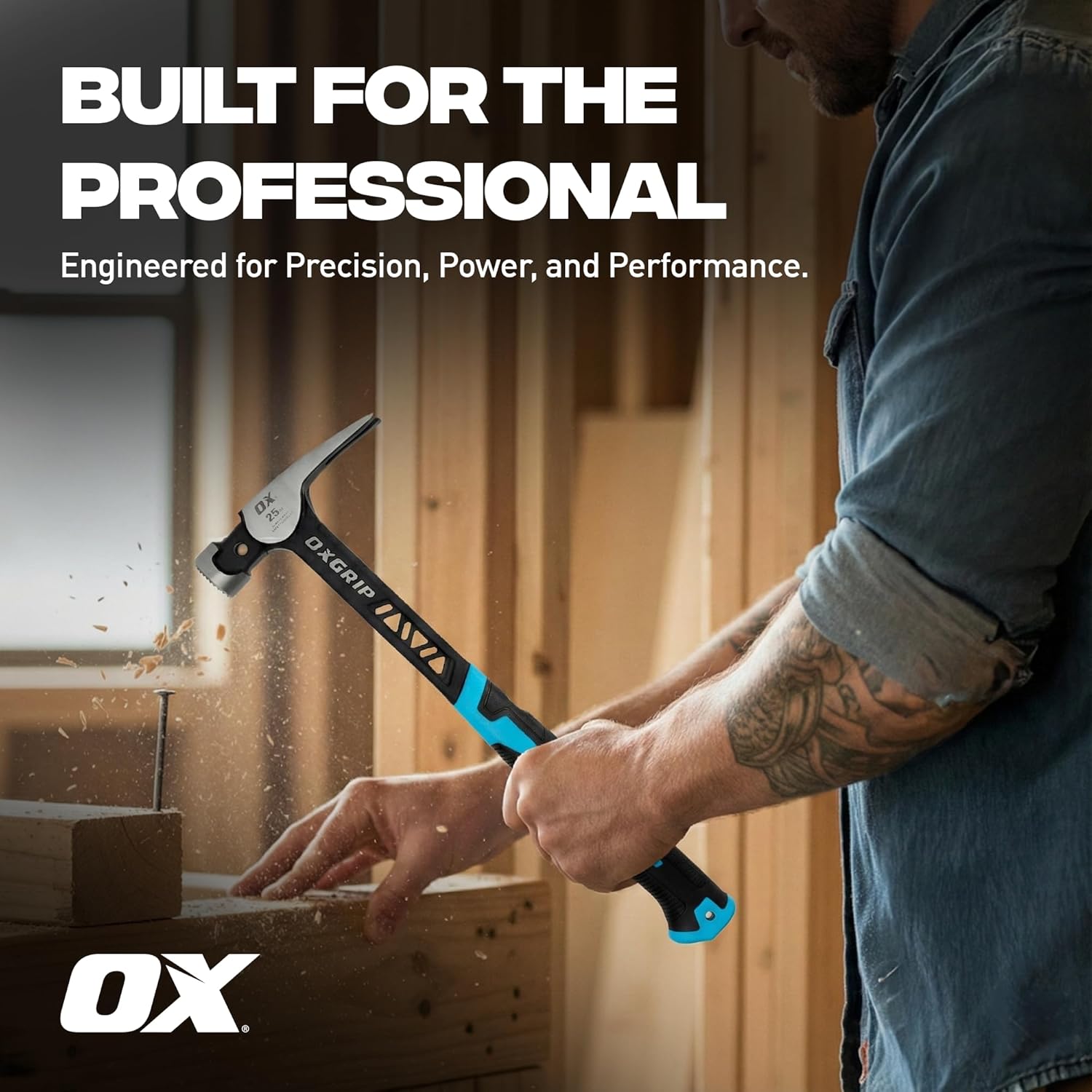 OX Pro Ultrastrike 25 oz Hammer Framing Milled Face with Magnetic Nail Starter - Side Nail Puller and Solid Steel Body - Martillos De Construccion