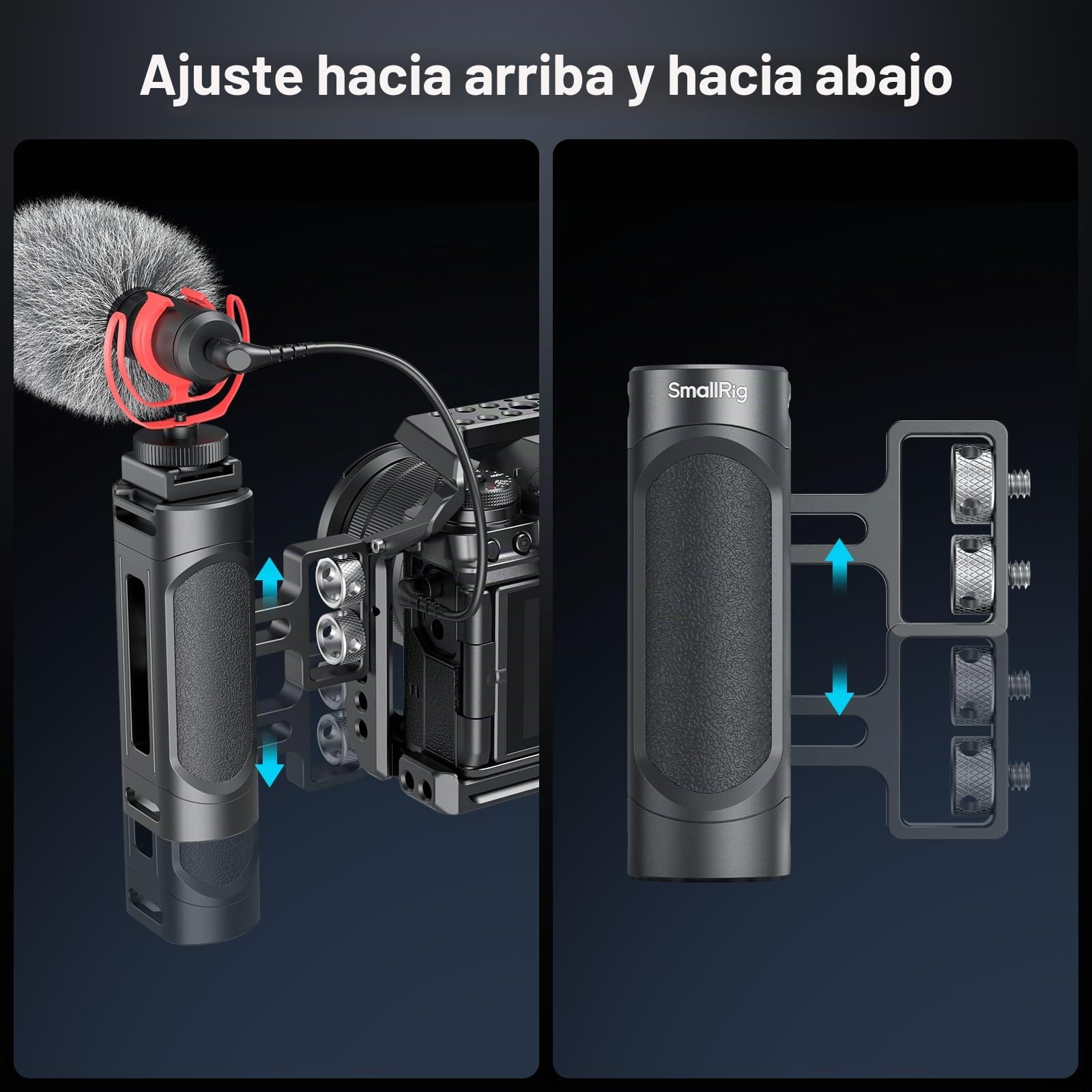 SMALLRIG Mini cámara lateral con OTAN y tornillos 1/4"-20, para manos izquierda y derecha, con agujeros de rosca y correas