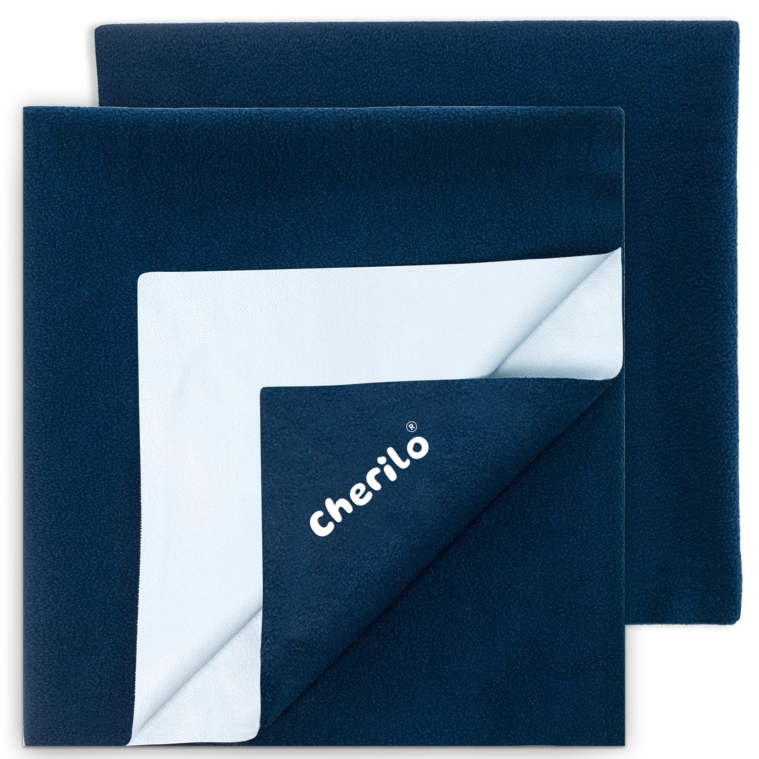 Cherilo Quick Dry Waterproof Protector Baby Dry Sheets, Small (50cm X 70cm)| Navy Blue, Pack of 2