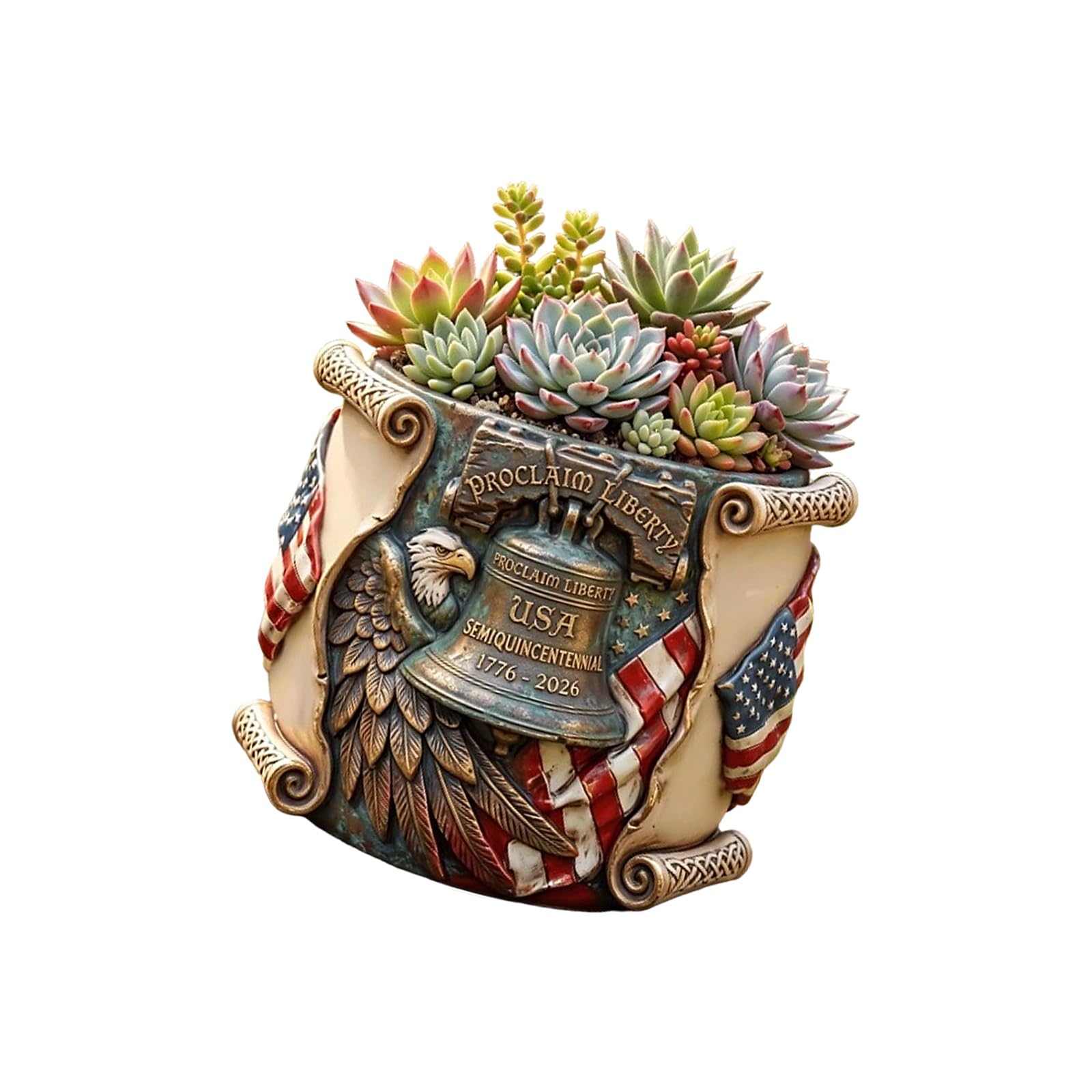 TQUXNGA 5.9in 250Th Anniversary Succulents Planter Patriotic Pots Resins Flower for Outdoor Indoor Memorial Day Decors Patriotic
