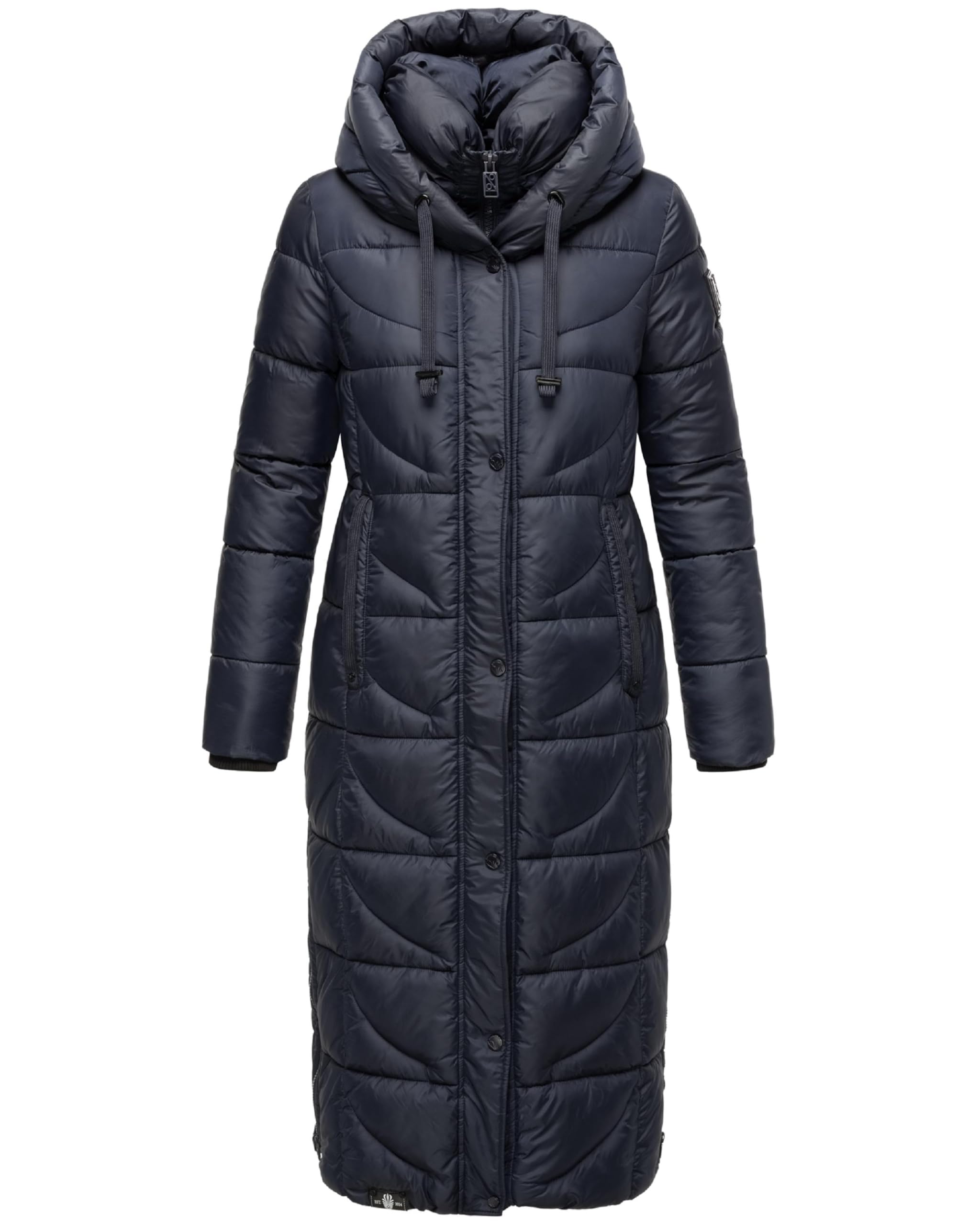 Navahoo Women's Winter Coat, Warm Quilted Coat, Extra Long with Waffle Pattern Hood, XS-XXL, navy, S