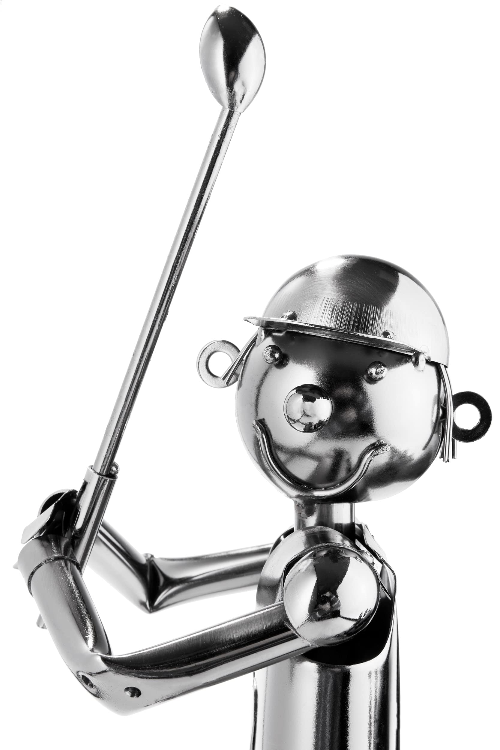 BRUBAKER Flaschenhalter Golfspieler beim Abschlag Metall Skulptur Geschenk mit Geschenkkarte