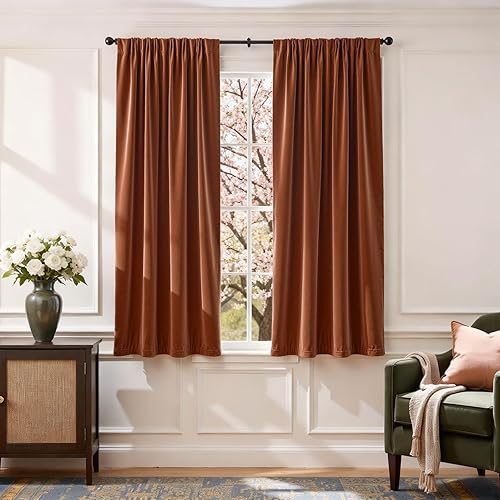 Miniatura 117 de Lazzzy Cortinas Opacas de Terciopelo con Aislamiento Térmico para Ventanas de Habitación, Cortinas de Lujo Súper Suaves para Sala de Estar, Salvia