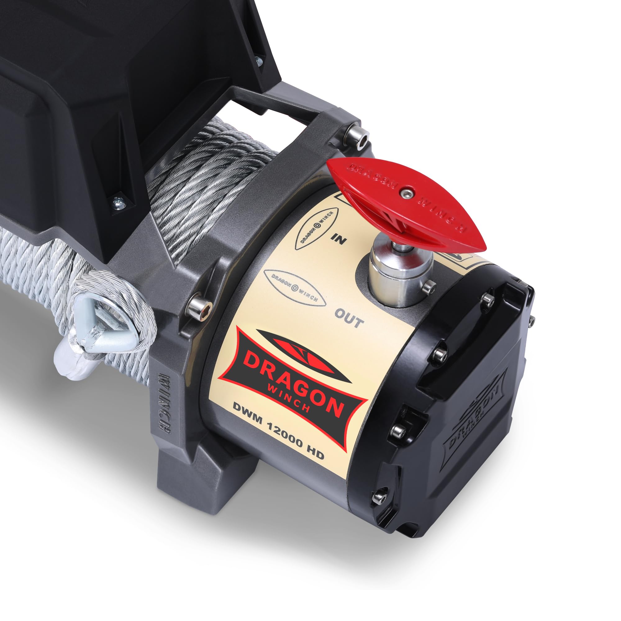 Dragon Winch Cabrestante eléctrico 12V Maverick 12000 lbs / 5443 kg con Cuerda de acero 20m Cabrestante para coche incluido control remoto inalámbrico + accesorios | Estanqueidad IP67