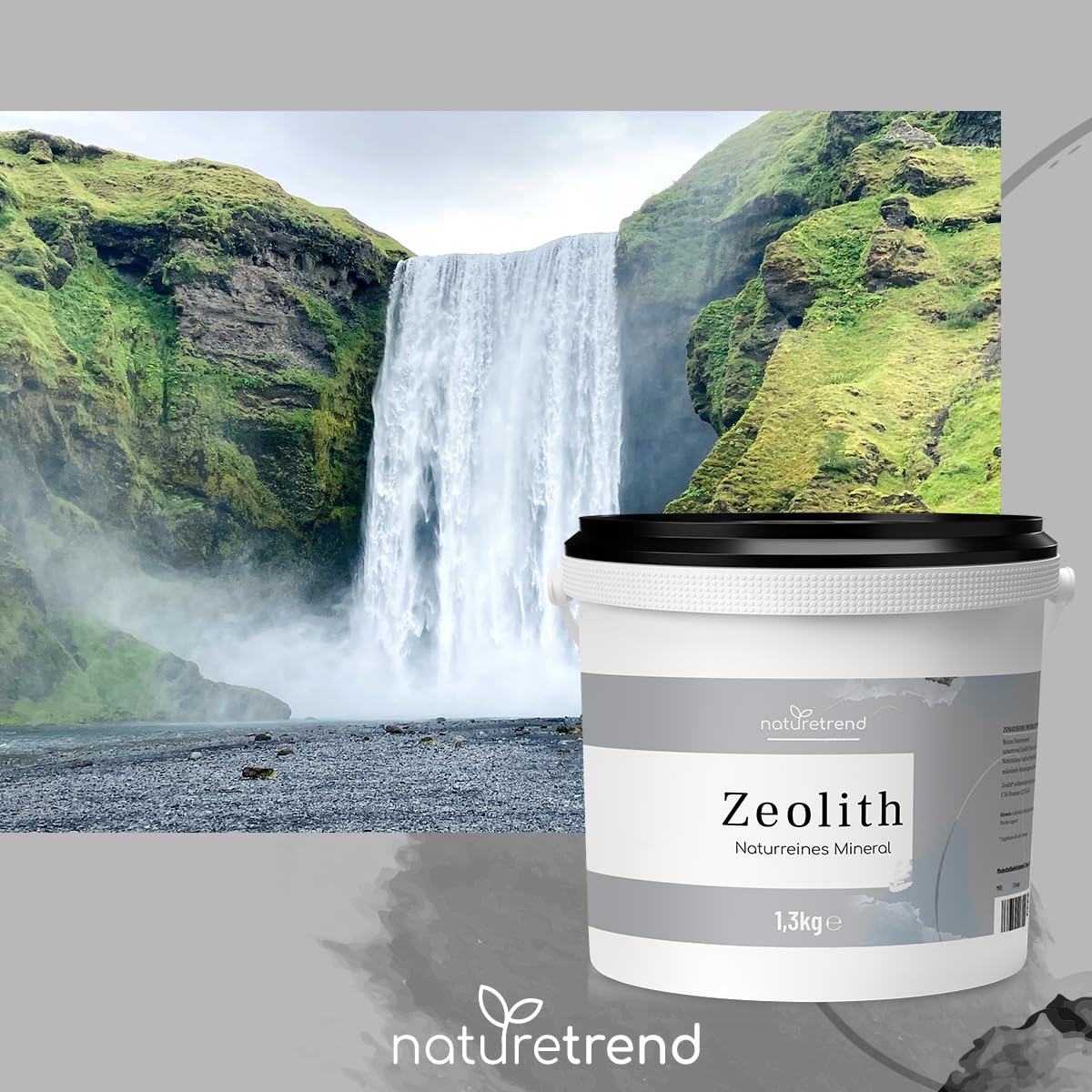 naturetrend TESTURTEIL MUY BUENO 01/24 Zeolita en polvo 1,3 kg – Natural con 94% en calidad premium – Extra finamente molido, pura y natural roca volcánica