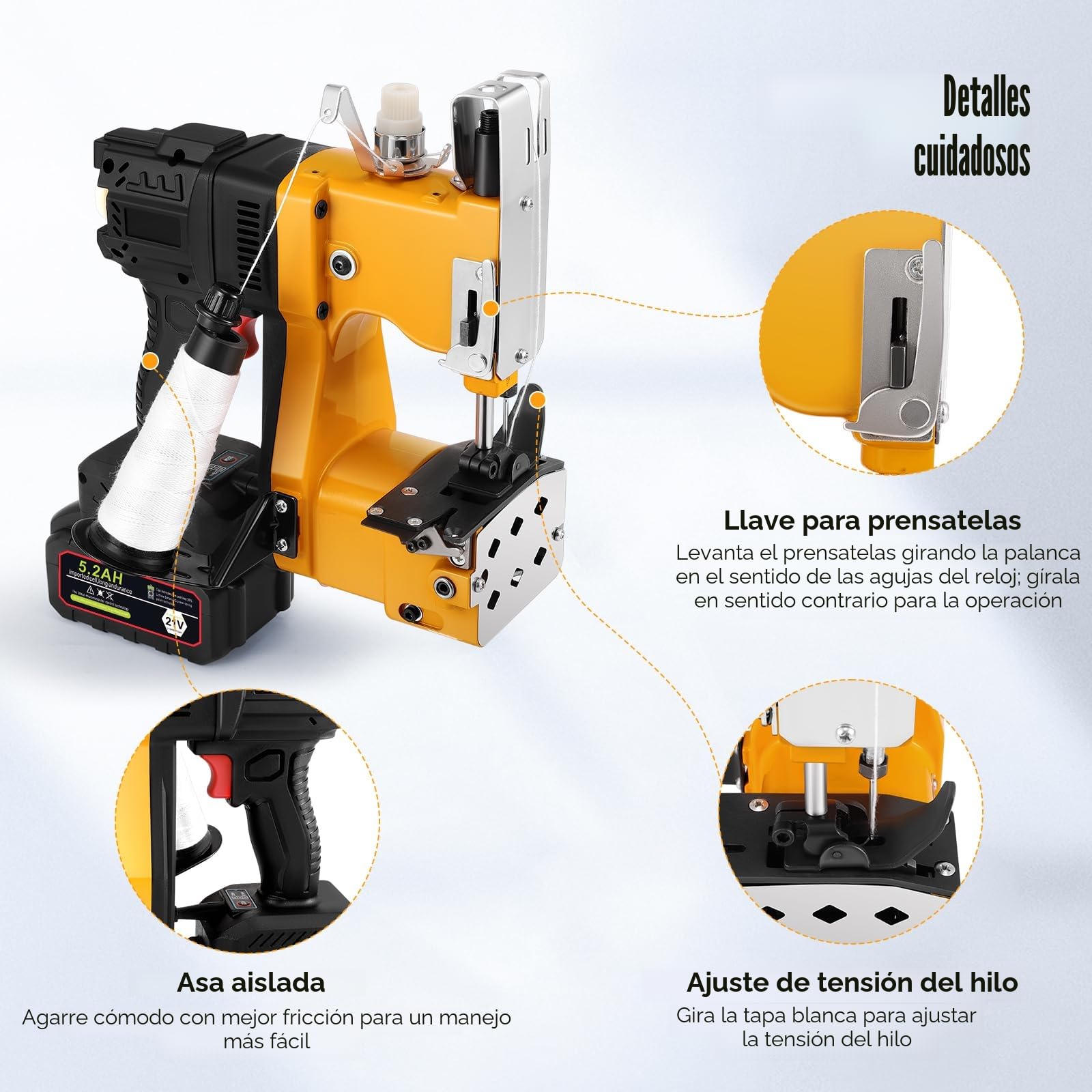 Eléctrica Sacos Maquinas de Coser 21V 50000mAh sellador de Bolsas Industrial Maquina de Coser de Mano para Bolsa de plástico de Papel de arroz Saco de Piel de Serpiente