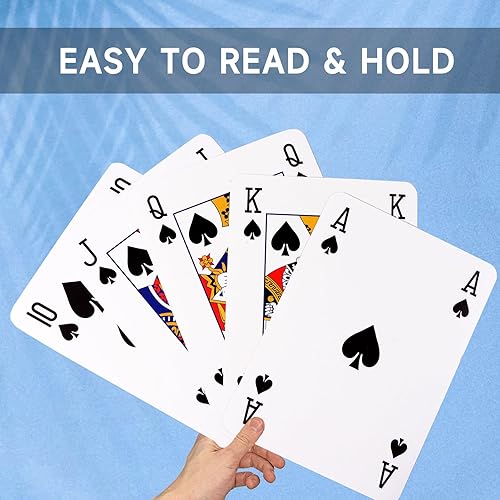 Miniatura 4 de GSE Games & Sports Expert Cartas de juego súper jumbo de 8 x 11 pulgadas, baraja gigante de cartas de juego, póker enorme de gran tamaño para