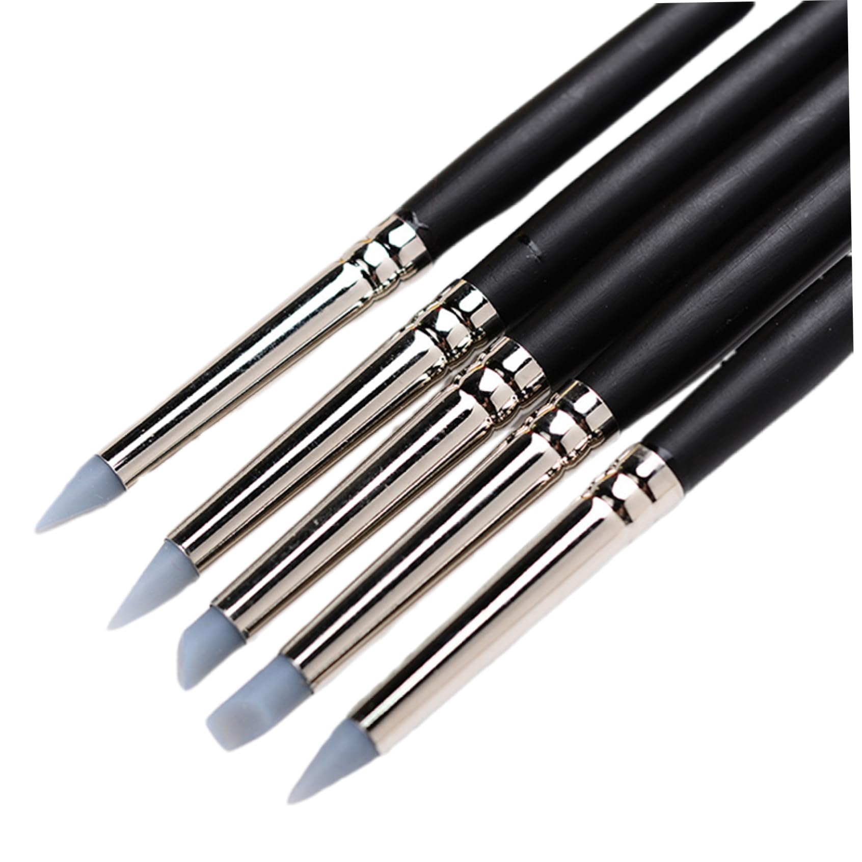 Silicone Sculpting Tools, 5PCS 7.5 inch Silicone Paint Brush with Wood Handles, Brush with Soft Rubber Tip, Clay Sculpting Tools for Shaping Carving Modeling