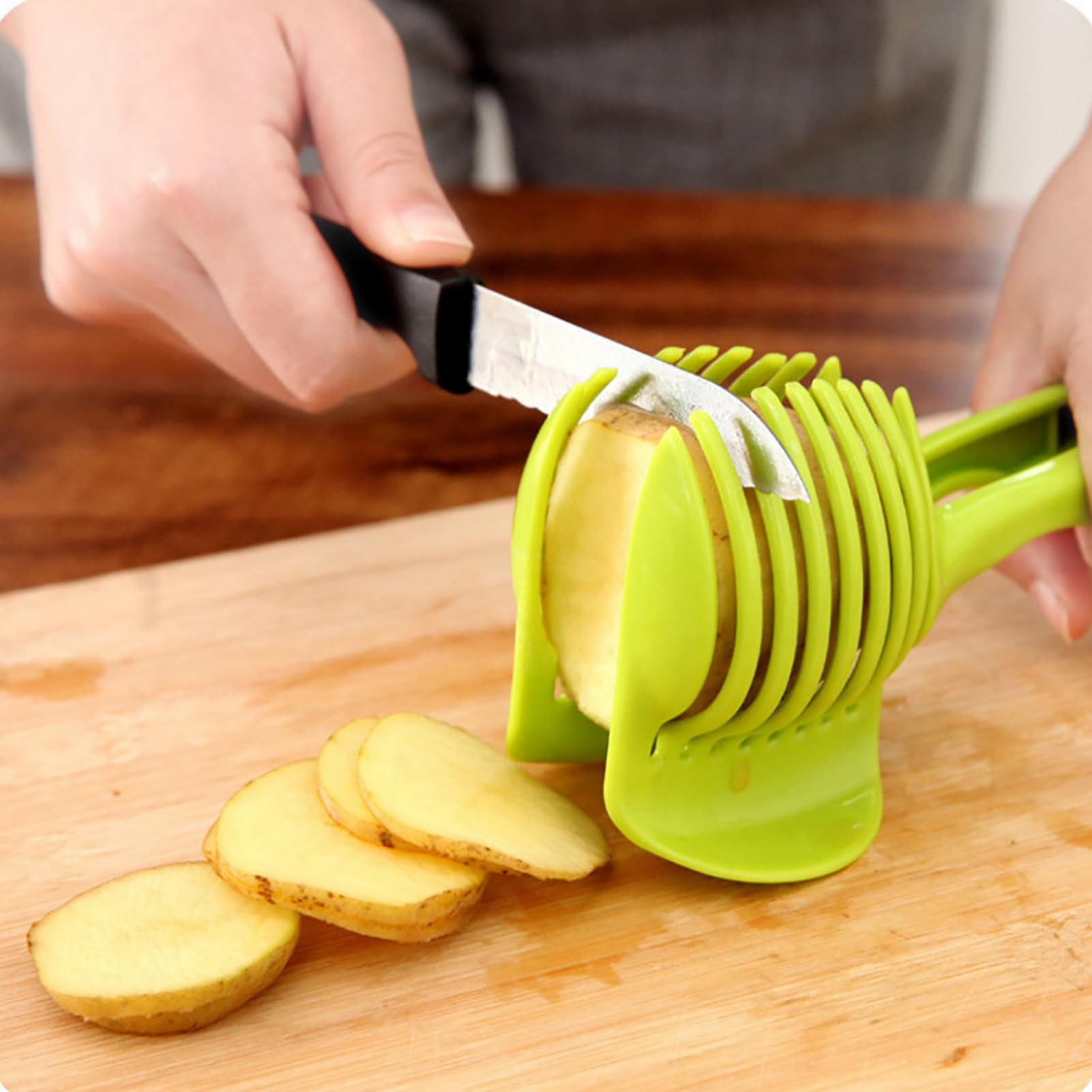Handheld Slicing Aid Holder, PP Multipurpose Lemon Slicer Lemon Cutter Round Fruits Vegetables Tongs For Kitchen Cutting Aid Gadgets